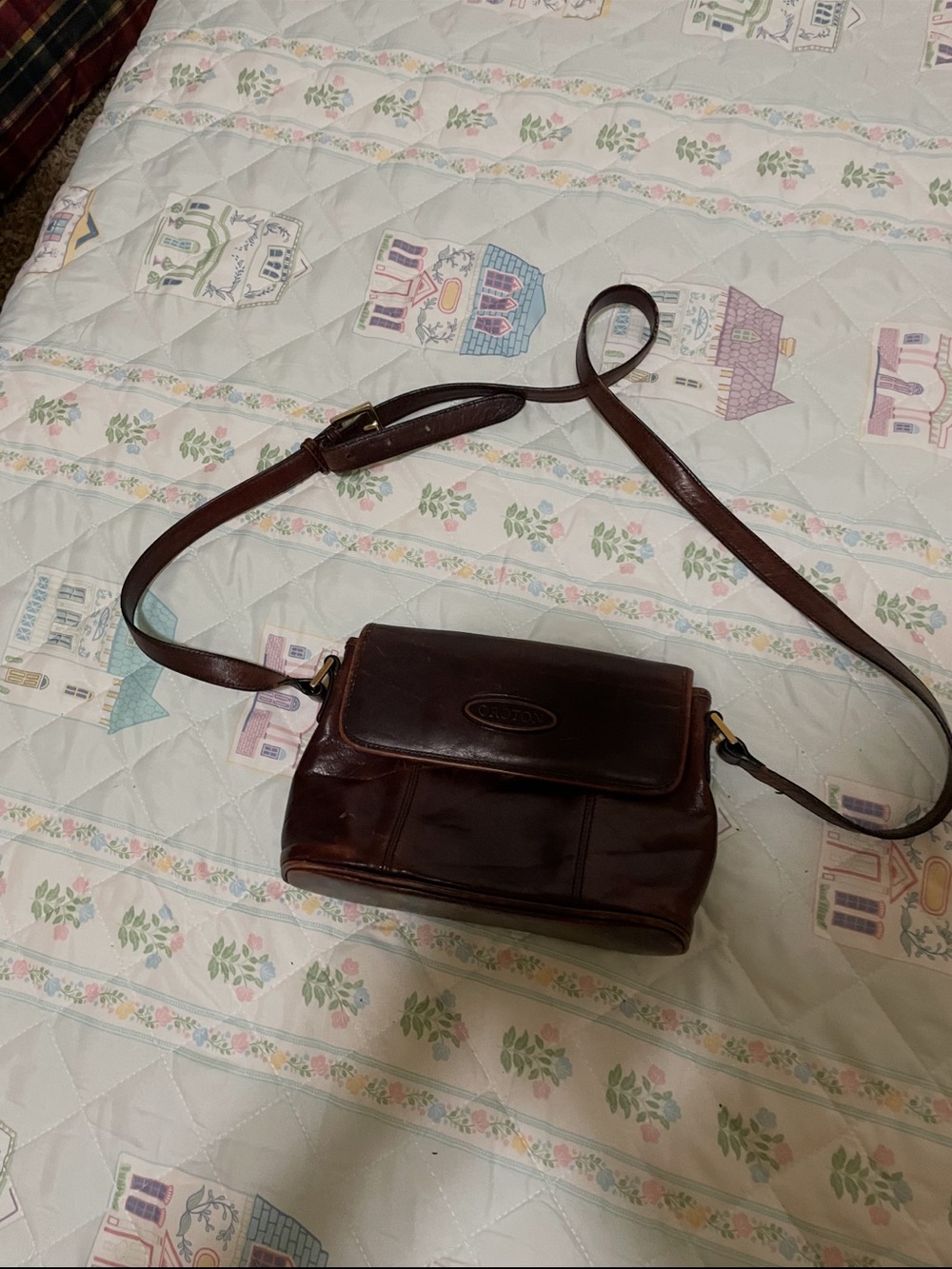 Oroton Dark Brown Leather Crossbody Bag